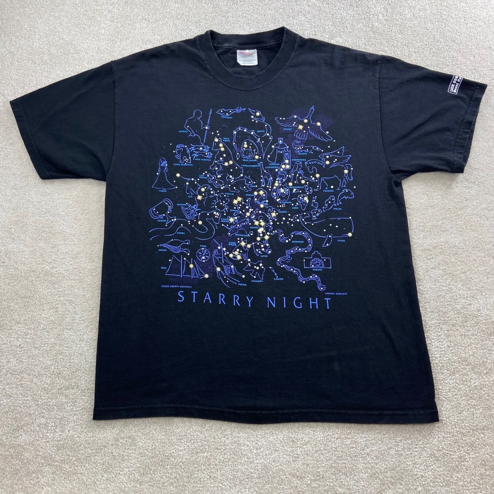 Vtg Starry Night Constellation T Shirt Mens Large Black Lick Observatory